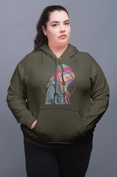 

Angemiel Wear Rainbow Hair Girl Green Women 'S Hooded Sweatshirt