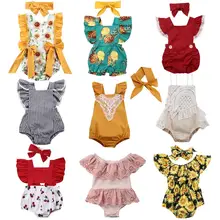 Infant Newborn Baby Girls Ruffles Rompers Summer Lace Flower Baby Girls Clothes Toddler Girl Jumpsuit Playsuit 2019 New