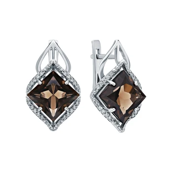 

Silver earrings with раухтопазами and cubic zirconia sunlight sample 925