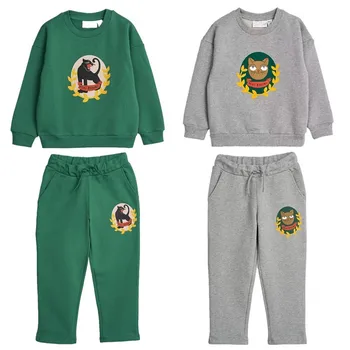 

IN STOCK 2020MR Spring and Autumn Children's Set Fashion Boy animal pattern Two-piece Stripe Girl top and shorts
