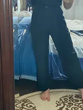 NIJIUDING-Pantalones largos de oficina para mujer, pantalón de cintura alta, sólido, holgado, para primavera y otoño, 2020