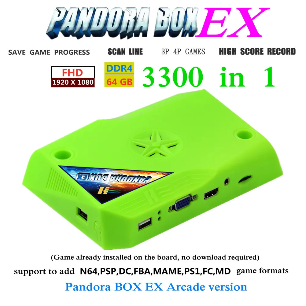 

2022 Pandora Box EX Special Version 3300 in 1 arcade jamma board vga cga HD crt can add FBA MAME PS1 SFC SNES FC MD 3d tekken
