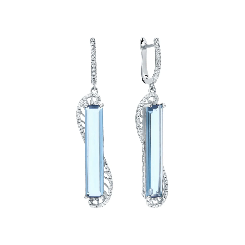 Silver earrings with sitals and cubic zirconium sunlight sample 925 | Украшения и аксессуары