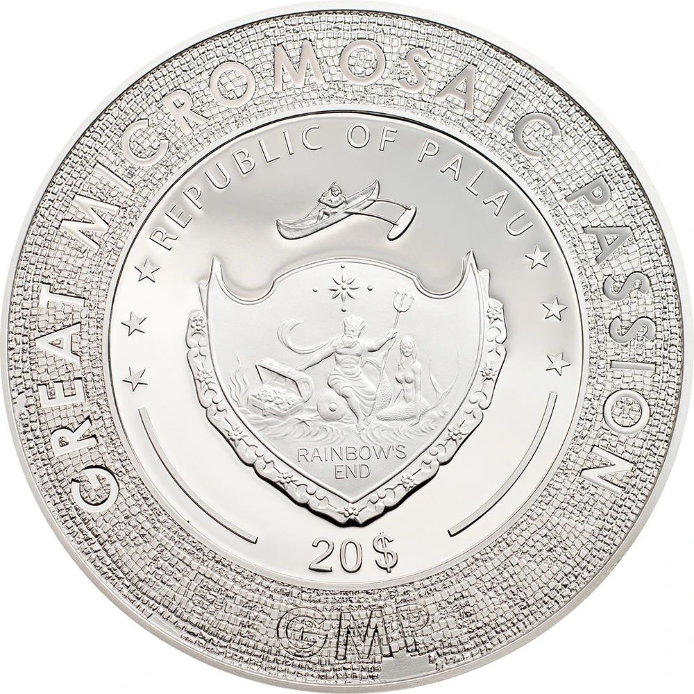 MONA LISA Monna Leonardo Da Vinci Great Micromosaic Passion 3 Oz Серебряная монета 20$ Palau