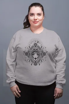 

Angemiel Wear Moon Pattern Hole Facing Gray Female Sweatshirt