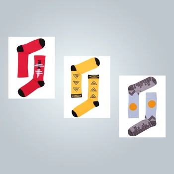 

3 Pairs Men's Crew Socks Colorful Patterned Premium Cotton