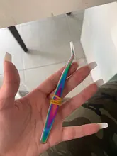 Pinzas de pestañas de acero inoxidable, pinzas profesionales para extensión de pestañas, pinzas para cejas, pinzas rectas y curvadas, herramientas de maquillaje, 1 Uds.