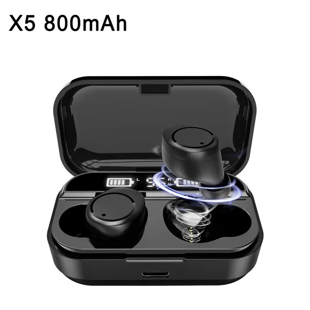 X5 800mAh TWS 5,0 Bluetooth наушники 4000 мАч светодиодный дисплей беспроводные Bluetooth наушники IPX7 водонепроницаемые наушники стерео гарнитуры с микрофоном - Цвет: X5 800mAh