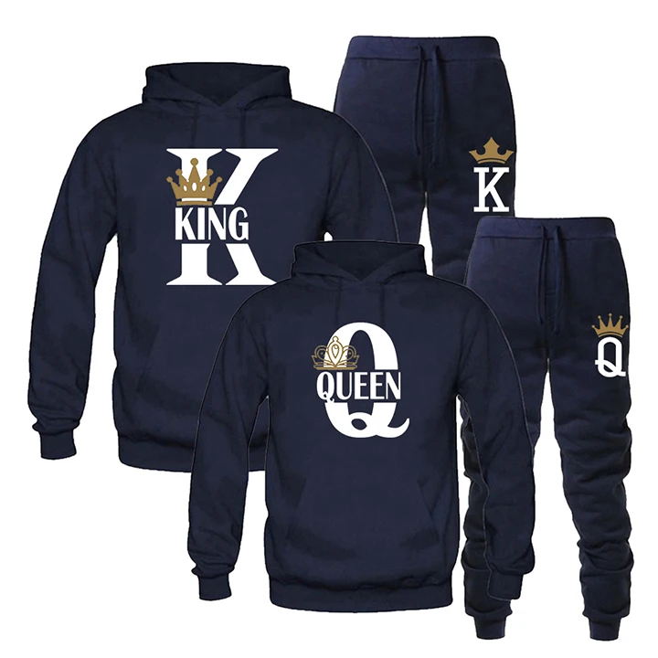 impresso hoodie e calças 2 pçs conjunto