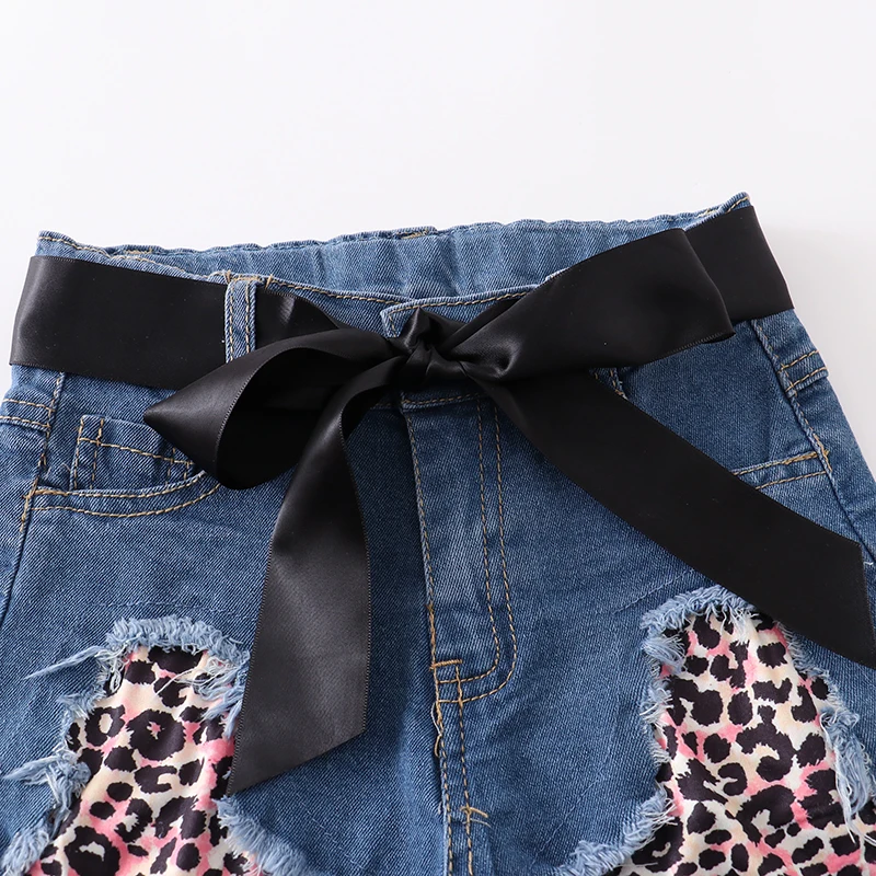 cute Clothing Sets Girlymax Back To School Outfit Girls Clothes Apple Pencil Leopard Jeans Shorts Set Baby Kids Clothing Ruffles Kindergarten equestrian clothing sets	