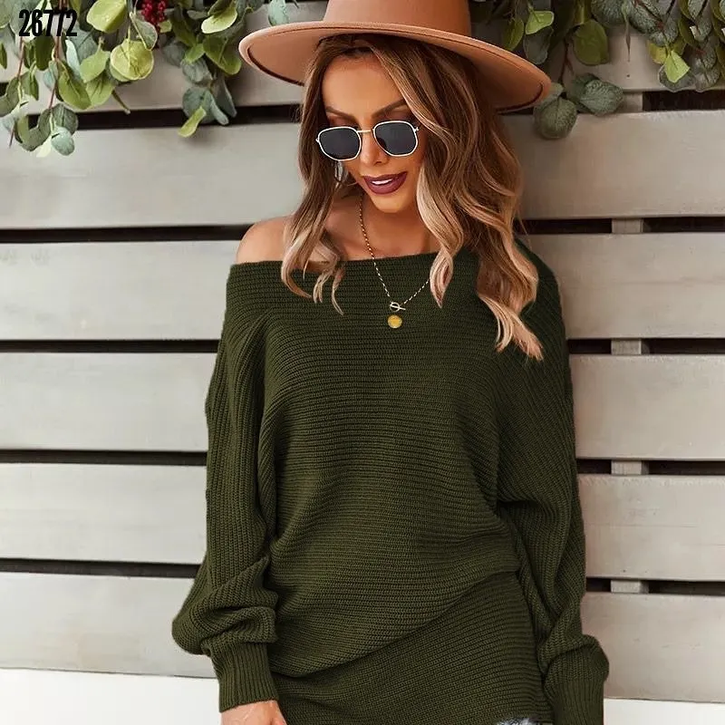 

womens dresses 2022 women sweater autumn winter knitwear clothes bateau collar knitwear blouse warm fashion outfits long sleeve