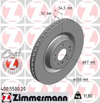 

Disc brake. St. MB GL-KLASSE (X166) GL 3 ZIMMERMANN 400.5500.20