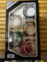 Parachoques de PC de diamante de dos filas para Samsung Galaxy Watch Active 2, funda de 40mm y 44mm, accesorios de cubierta fina ostentosa para mujer