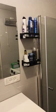 Bathroom Shelf Storage-Rack Adhesive Black Shower Stainless-Steel Shampoo Kitchen 20cm