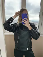 Jacket Women Basic-Coat Moto Aelegantmis Faux-Leather Plus-Size Winter Outerwear Autumn