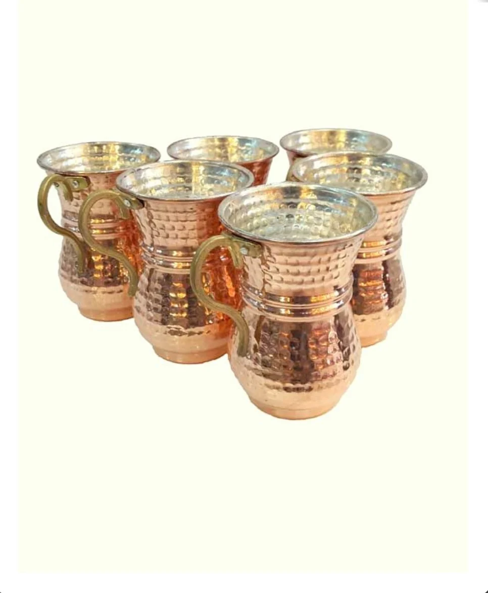 Oriental Stainless Steel Mug Handmade Cup Gümüş masraba Ayran bardagi 