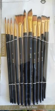 12 unids/set pincel de nailon para pintar profesión acuarela cepillos para aceite empuñadura de madera acrílico pincel para pintar arte suministros