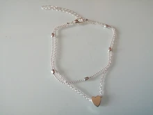 17KM-tobillera de corazón con cuentas de Color plateado para mujer y niña, tobilleras multicapas doradas, pulsera Vintage para pie, joyería para playa 2021