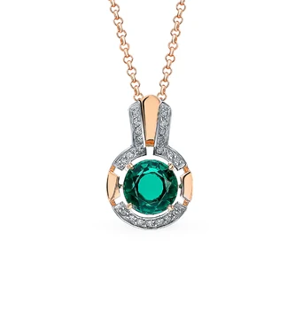 

Gold pendant with emerald and diamonds sunlight sample 585