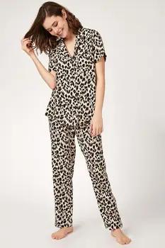 

Happiness ist. Women's Leopard print Viscose Pajamas set DD00608