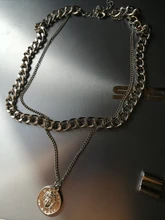 17KM-gargantilla Vintage multicapa con forma de moneda para mujer, collar, cadena gruesa, Color dorado y plateado, retrato de moda, joyería