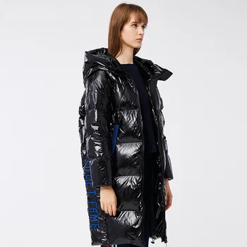 

Obrix Duck Down Filler Warm Female Jacket Winter Casual Style Hooded Wide Waisted Full Sleeve Long Parka For Women