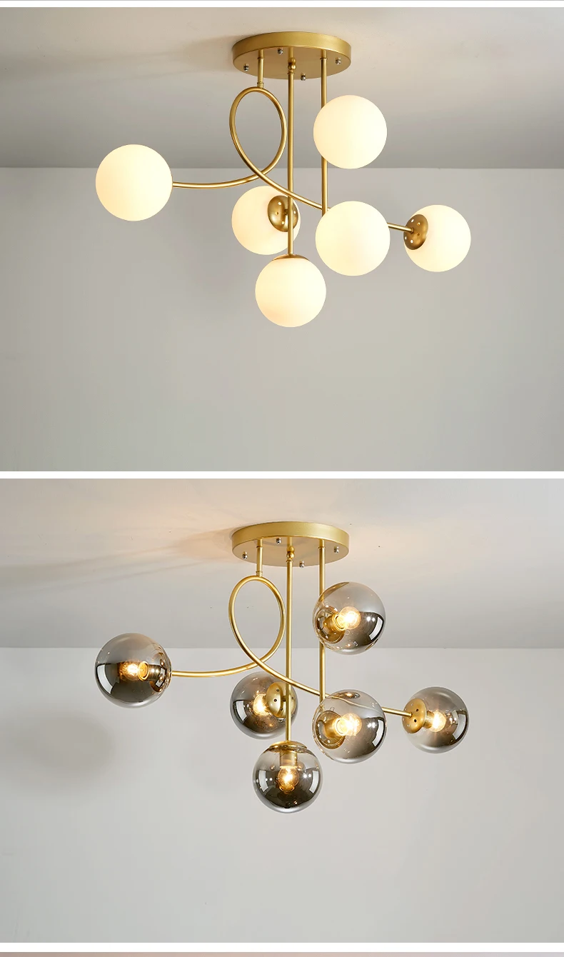 Nordic Chandelier For Living Room Bedroom Dining Room Kitchen Magic Bean Molecular Ceiling Lamp Glass Ball Design Luster Fixture gold chandelier