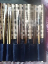 10 Uds bambú chino caligrafía cepillos con pluma conjunto de cortina escribir cepillo herramienta de tinta de caligrafía arte pintura suministrar