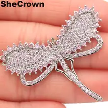 45x39 мм красивая 13,4 г в форме стрекозы создана розовая кунцит Свадебная Европейская серебряная брошь