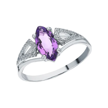 

Silver ring with amethyst and cubic zirconia sunlight sample 925