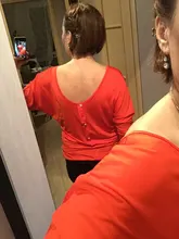 Europeo y americano transfronteriza de las mujeres ropa de cuello en V Bat 3/4 manga botón camiseta Top de las mujeres en Stock larga de algodón