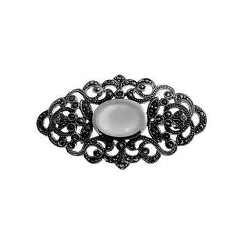 

Brooch 925 Sterling silver m pin 50mm. Pearl marquesitas rhombus women [AC1333]