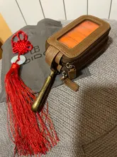 DIDE-Llavero de cuero auténtico Vintage para hombre y mujer, monedero pequeño, organizador de llaves, con doble cremallera