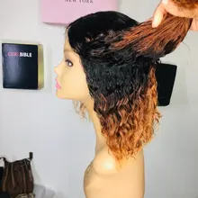 Peluca de pelo humano con corte Bob brasileño de ondas profundas cabello Natural SVT Remy, peluca con malla frontal con pelo de bebé