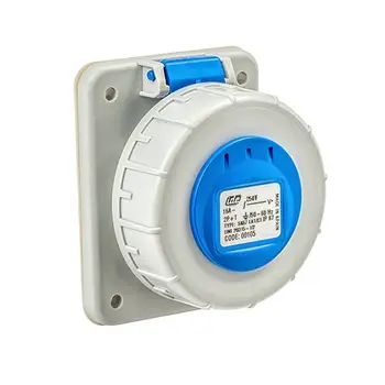 

Base enchufe industrial hembra 2P+T 250V IP67 empotrar Azul 16 A
