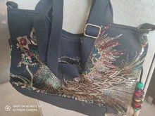 Bolso de hombro de estilo étnico bohemio para mujer, bandolera Retro de gran capacidad, Bordado hecho a mano, Pavo Real