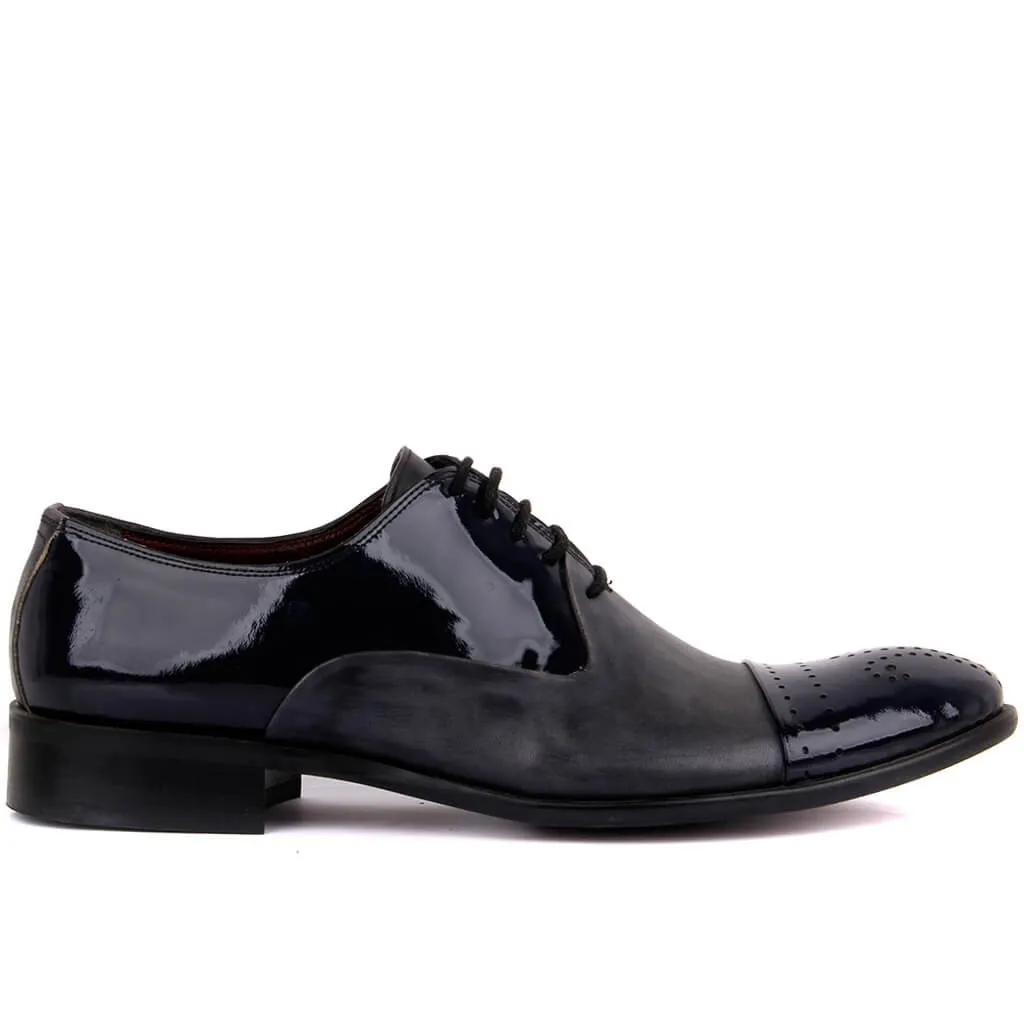 Sail-Lakers Black Leather Sole Leather Outsole Men 'S Classic Shoes - Color: Navy Blue