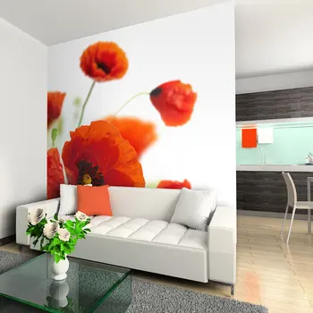 

Wall mural-Poppies on the wihite background 250x193 cm