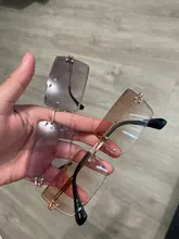 Sunglasses Eyewear Rimless Rectangle Mountaineering Fashion Women UV400 for Shades Traveling-Style