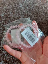 Pulsera elástica de cuarzo con piedra Natural para mujer, brazalete de color rosa en polvo, 2021