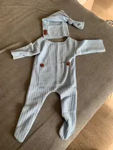 Nuevo bebé recién nacido bebé niñas colores sólidos de fotografía ropa de utilería Pelele con pies botón mono sombrero 2 uds conjunto