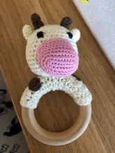 Wooden Rattle-Toys Crochet Newborn Gift Name Fox-Beartoy Custom Baby Rabbit-Lion Pattern