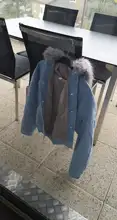 Short Coat Denim Jacket Elexs Korean Big-Fur-Collar Velvet Female Thick Student Winter
