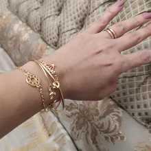 Tocona 4 unids/set moda Bohemia hoja de nudo mano brazalete enlace cadena encanto pulsera brazalete para las mujeres pulseras de oro joyería para mujer 6115