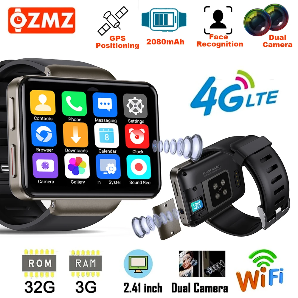Смарт-часы OZMZ DM101 мужские 4G 2 41 дюйма 5 МП 3 + 32 ГБ | Электроника