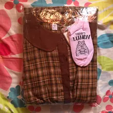 Plaid Dress Peter-Pan-Collar Long-Sleeve Autumn-Style Mori-Girl Cute Kawaii Fashion Lady