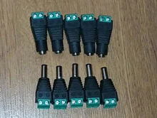 5 Juegos de 10 Uds. De cámaras, 2,1mm x 5,5mm, adaptador de enchufe hembra y macho, toma de corriente continua, color verde