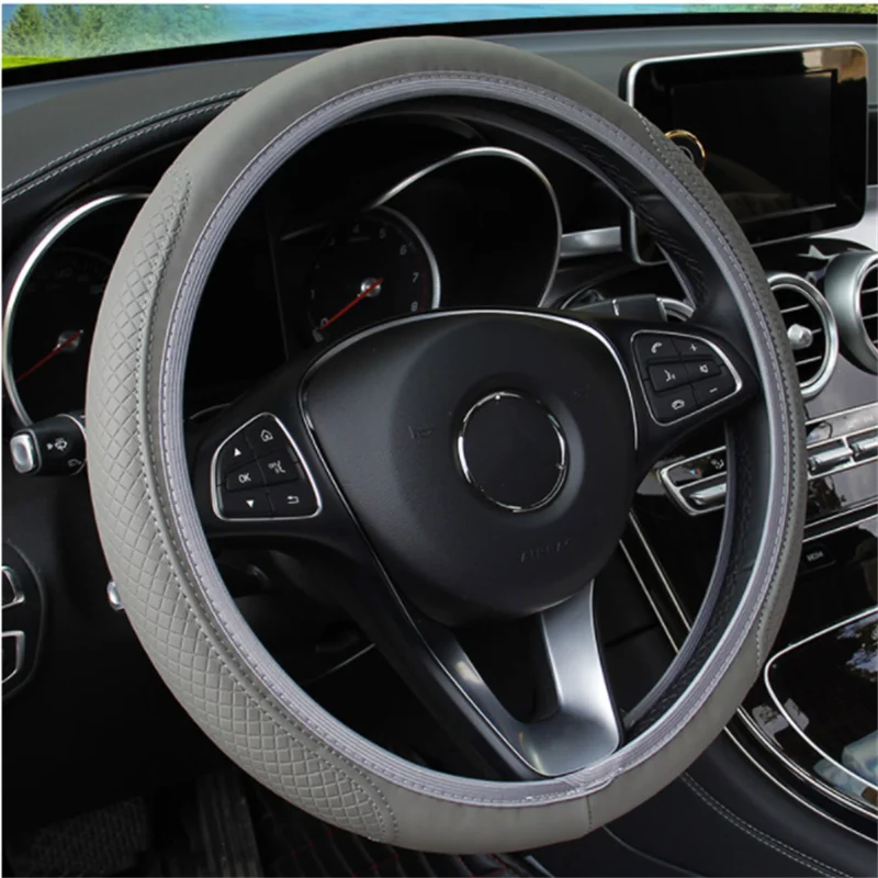 Car Steering Wheel Cover Braid Cover Cubre Volante Genuine Leather Breathable Anti Slip Auto Interior Decoration Accessories