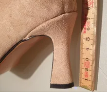 Women Shoes Boots QUTAA Over-The-Knee Square Toe High-Heel Autumn Winter Flock Hoof Slip-On