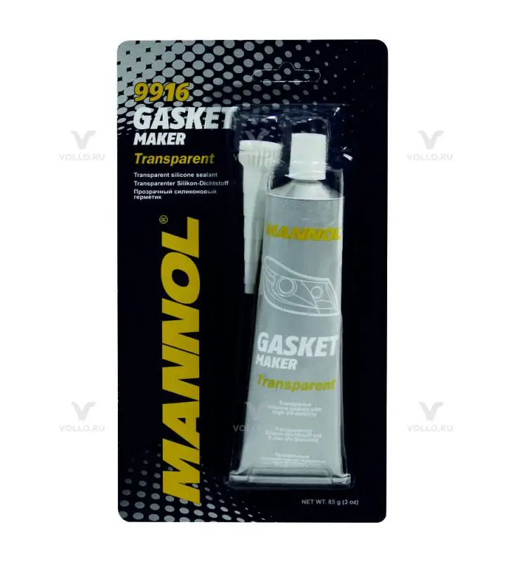 9916 MANNOL Прозрачный силиконовый герметик(от-40 С до+180 С) / Gasket Maker Transparent(85гр